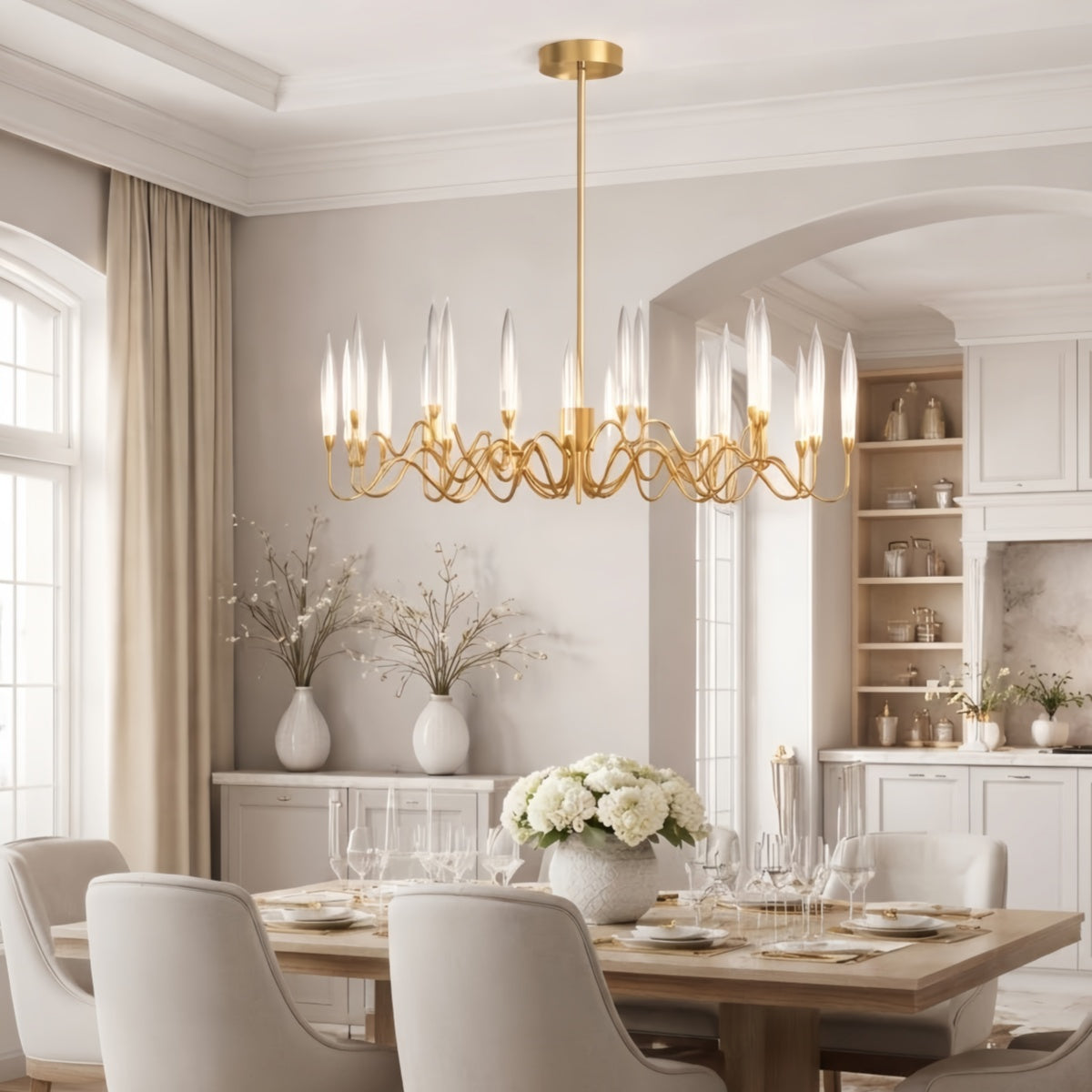 Excelis Modern Geometric Gold Chandelier – Reflective Stainless Steel Spectacle Living Room